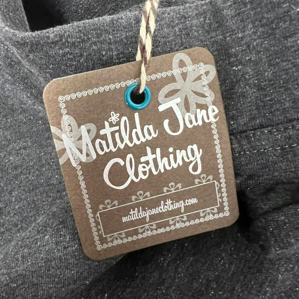 Matilda Jane Women’s Glitter Ankle Leggings Mid Rise Gray Size Medium New